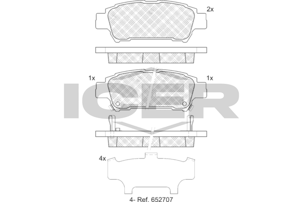 Handler.Part Brake pad set, disc brake ICER 181608 1