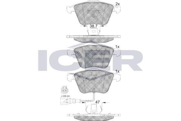 Handler.Part Brake pad set, disc brake ICER 181653 1