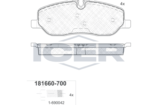 Handler.Part Brake pad set, disc brake ICER 181660700 1