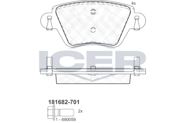 Handler.Part Brake pad set, disc brake ICER 181682701 1