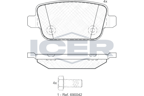 Handler.Part Brake pad set, disc brake ICER 181801 1