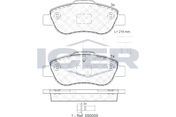 Handler.Part Brake pad set, disc brake ICER 181843 1