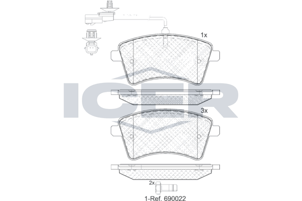 Handler.Part Brake pad set, disc brake ICER 181854203 1