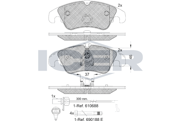 Handler.Part Brake pad set, disc brake ICER 181862202 1