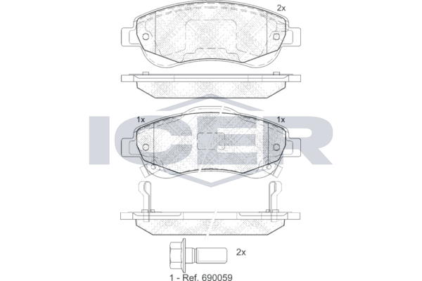 Handler.Part Brake pad set, disc brake ICER 181887 1