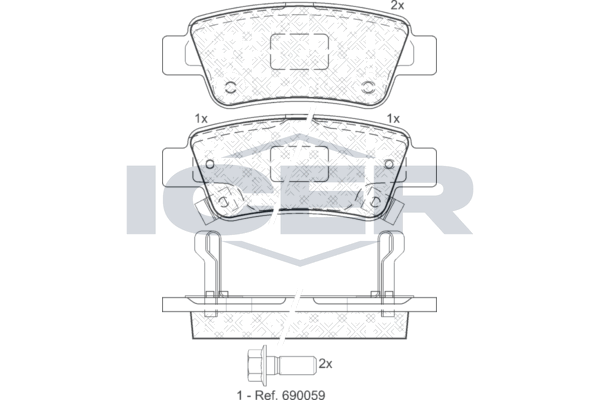 Handler.Part Brake pad set, disc brake ICER 181888 1