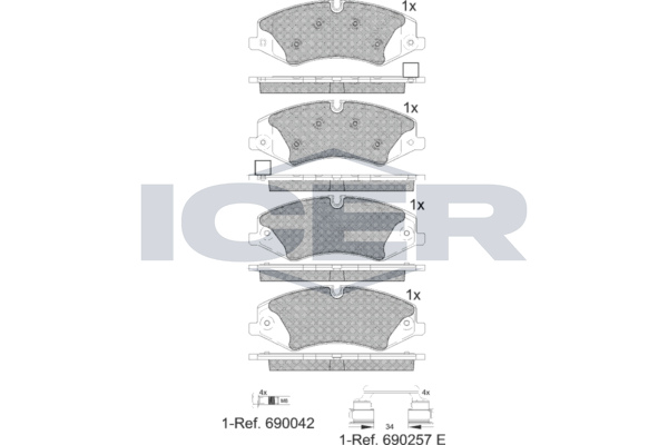 Handler.Part Brake pad set, disc brake ICER 181957203 1