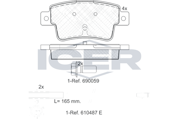 Handler.Part Brake pad set, disc brake ICER 181968 1