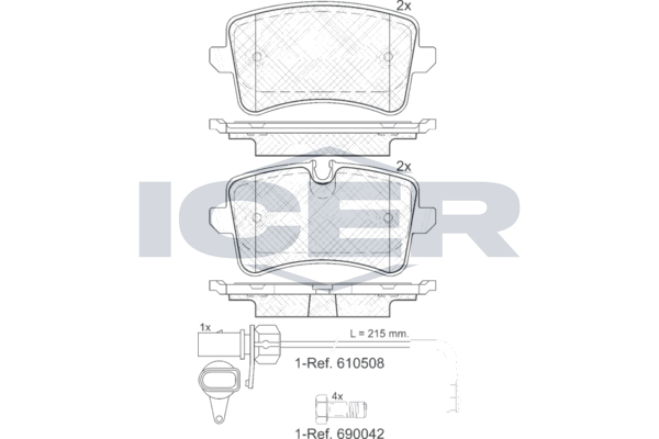 Handler.Part Brake pad set, disc brake ICER 181986203 1