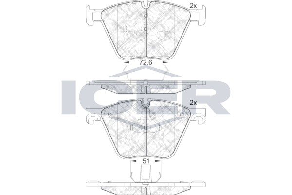 Handler.Part Brake pad set, disc brake ICER 181992 1