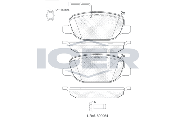 Handler.Part Brake pad set, disc brake ICER 181996 1