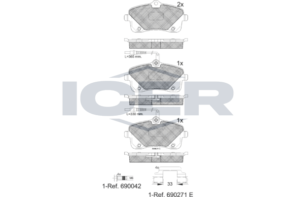 Handler.Part Brake pad set, disc brake ICER 182024 1