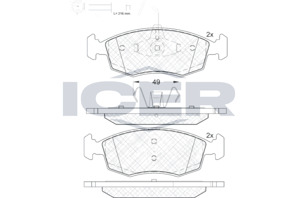 Handler.Part Brake pad set, disc brake ICER 182033 1