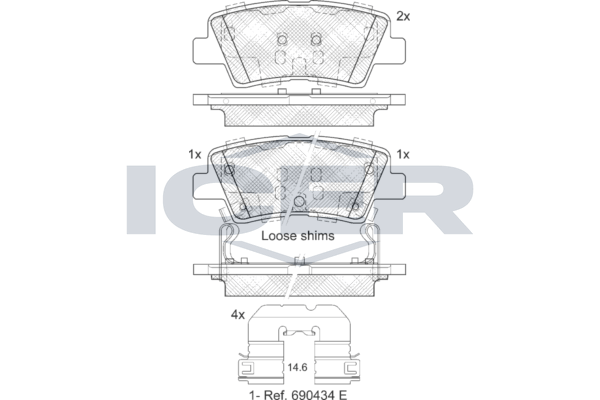 Handler.Part Brake pad set, disc brake ICER 182036203 1