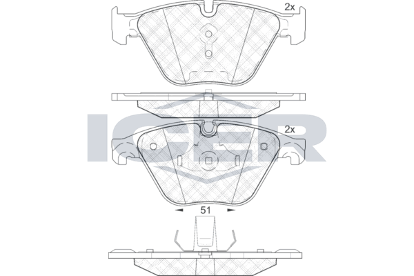 Handler.Part Brake pad set, disc brake ICER 182065 1