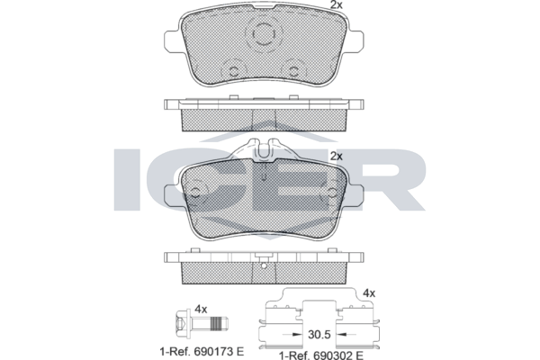 Handler.Part Brake pad set, disc brake ICER 182072200 1