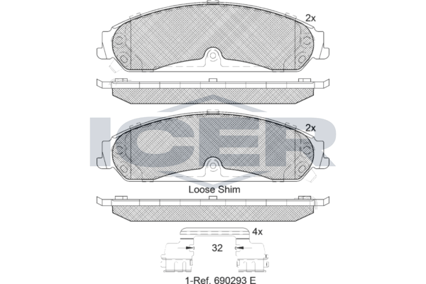 Handler.Part Brake pad set, disc brake ICER 182097 1