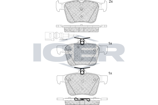 Handler.Part Brake pad set, disc brake ICER 182098203 1