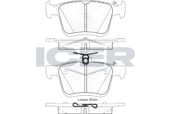 Handler.Part Brake pad set, disc brake ICER 182099 1