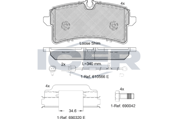 Handler.Part Brake pad set, disc brake ICER 182159 1