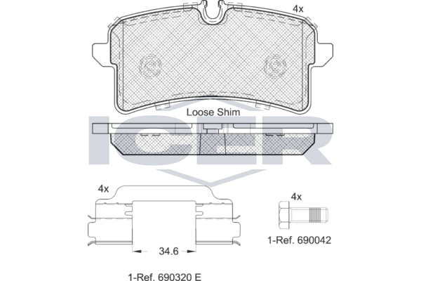 Handler.Part Brake pad set, disc brake ICER 182159204 1