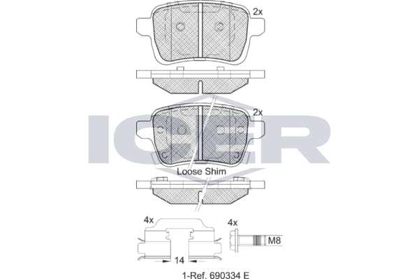 Handler.Part Brake pad set, disc brake ICER 182170203 1