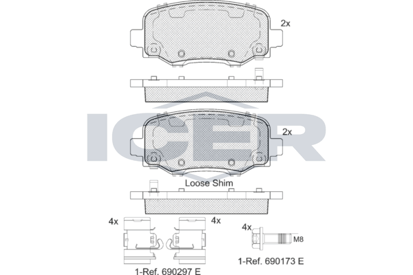 Handler.Part Brake pad set, disc brake ICER 182176 1