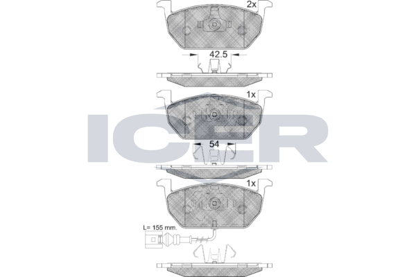 Handler.Part Brake pad set, disc brake ICER 182189 1