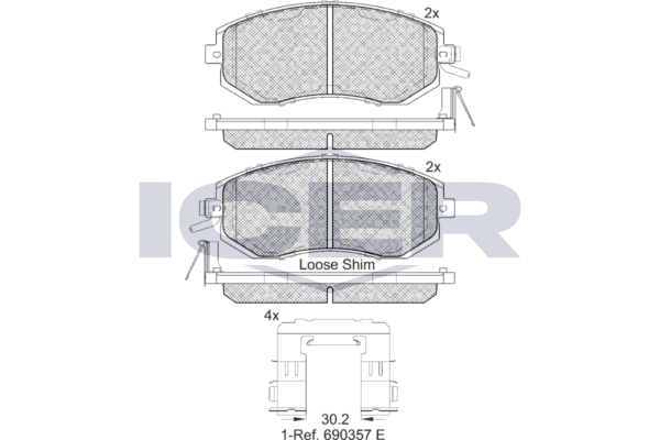 Handler.Part Brake pad set, disc brake ICER 182199 1