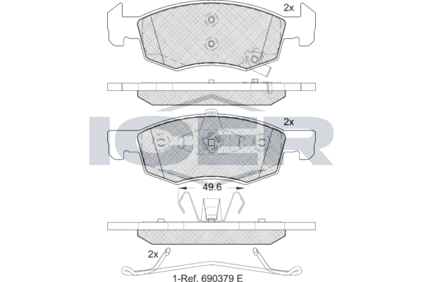 Handler.Part Brake pad set, disc brake ICER 182223 1