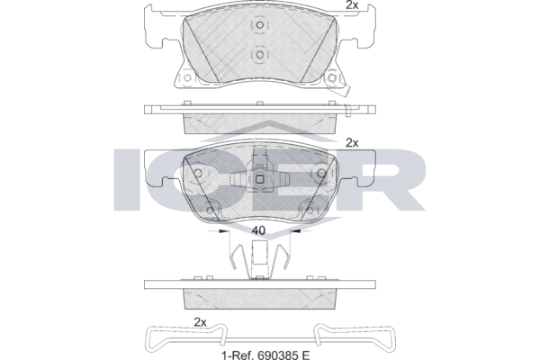 Handler.Part Brake pad set, disc brake ICER 182246 1