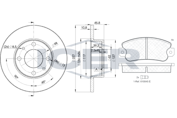 Handler.Part Brake set, disc brakes ICER 304185812 1