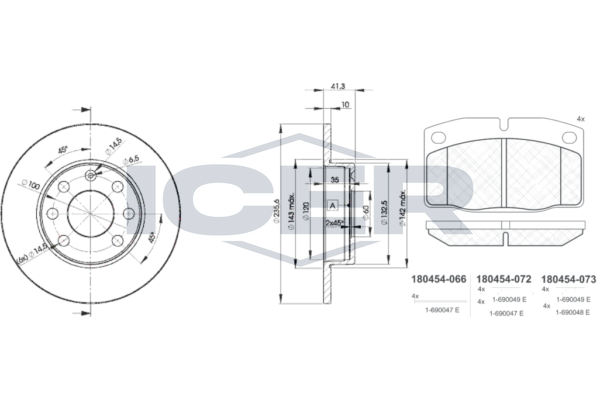 Handler.Part Brake set, disc brakes ICER 304546193 1