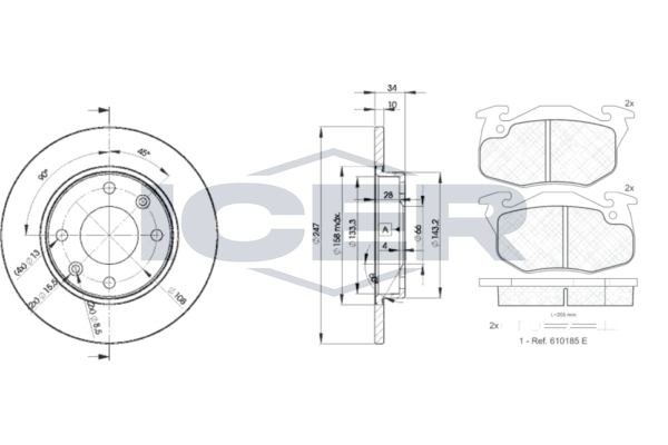 Handler.Part Brake set, disc brakes ICER 306334689 1