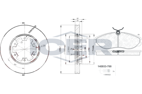 Handler.Part Brake set, disc brakes ICER 309333101 1