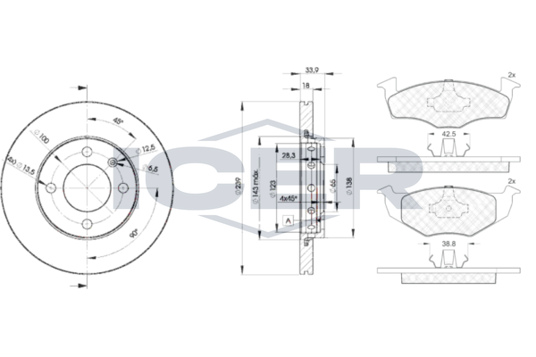 Handler.Part Brake set, disc brakes ICER 311785303 1