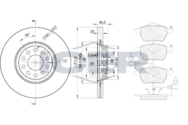 Handler.Part Brake set, disc brakes ICER 313624065 1