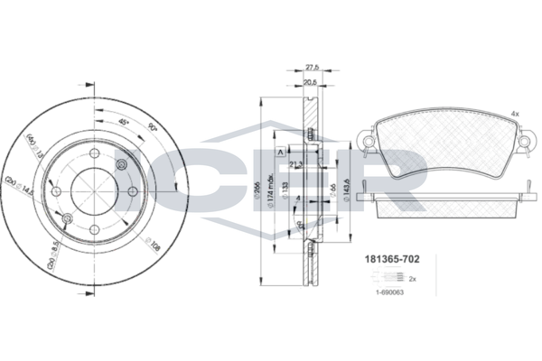 Handler.Part Brake set, disc brakes ICER 313654697 1