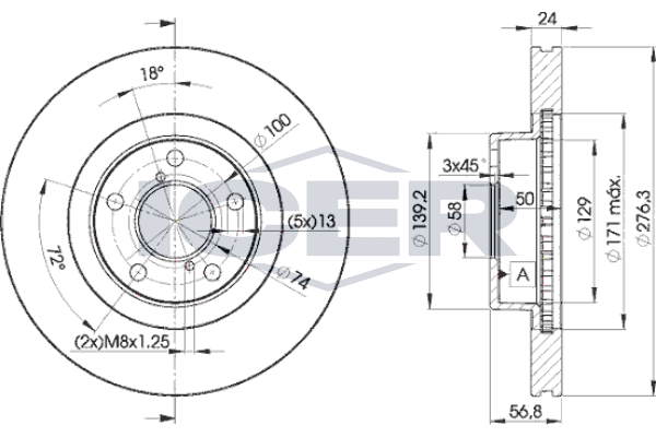 Handler.Part Brake disc ICER 78BD00332 1