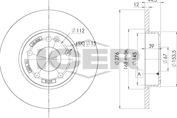 Handler.Part Brake disc ICER 78BD01182 1