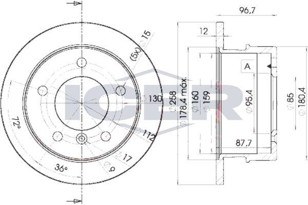 Handler.Part Brake disc ICER 78BD01841 1