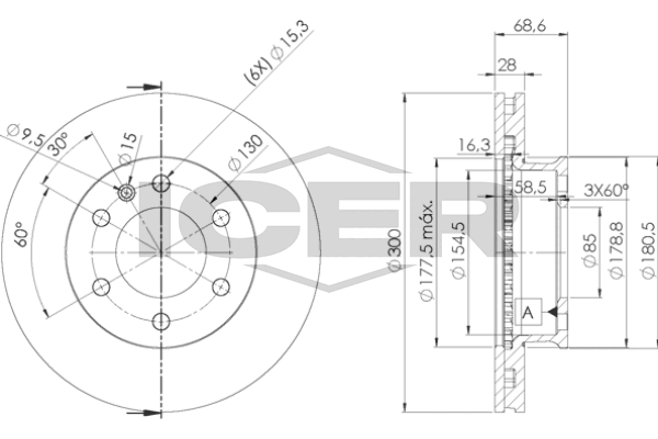 Handler.Part Brake disc ICER 78BD01902 1