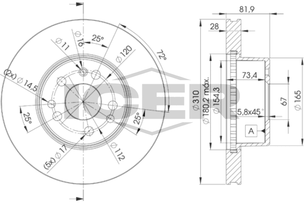 Handler.Part Brake disc ICER 78BD03121 1