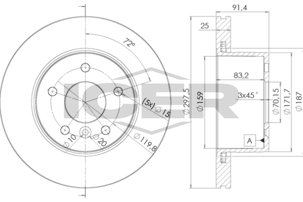 Handler.Part Brake disc ICER 78BD03801 1