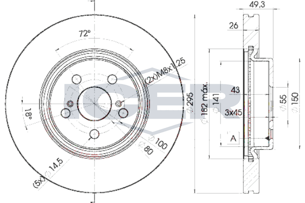 Handler.Part Brake disc ICER 78BD05052 1