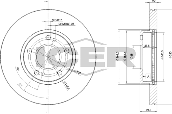 Handler.Part Brake disc ICER 78BD10572 1