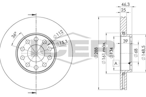 Handler.Part Brake disc ICER 78BD10682 1