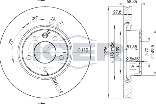 Handler.Part Brake disc ICER 78BD11342 1