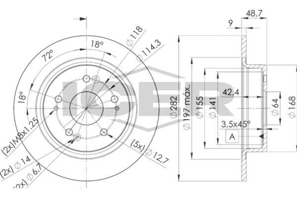 Handler.Part Brake disc ICER 78BD12582 1