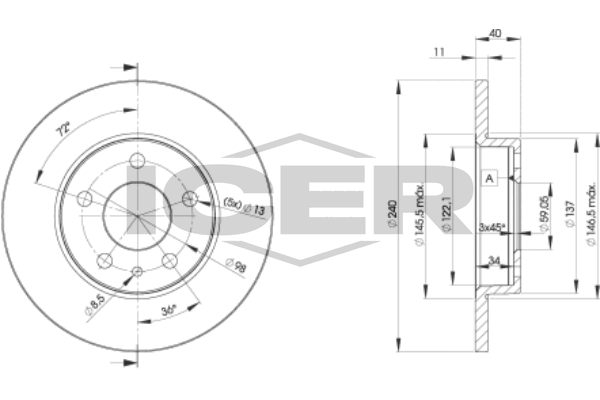 Handler.Part Brake disc ICER 78BD14372 1